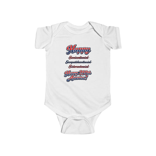 Infant Bodysuit – 'Happy Independence' Patriotic Script Baby Onesie