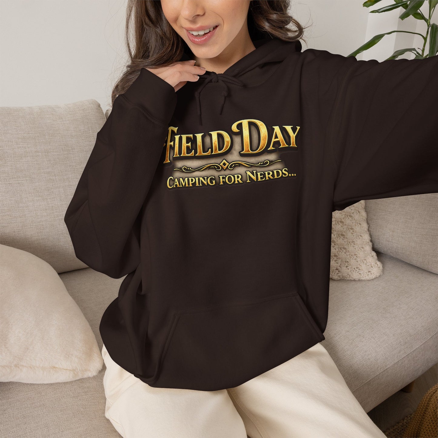 "Field Day: Camping for Nerds" Retro Outdoor Graphic Hoodie