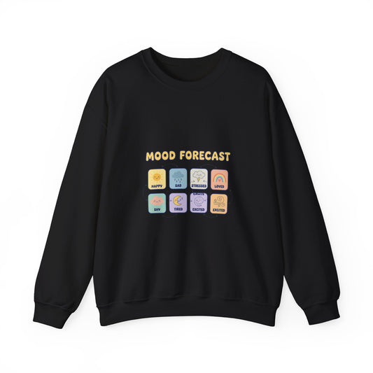 Mood Forecast Chart Sweatshirt | whimsical weather map, emotion forecast illustration