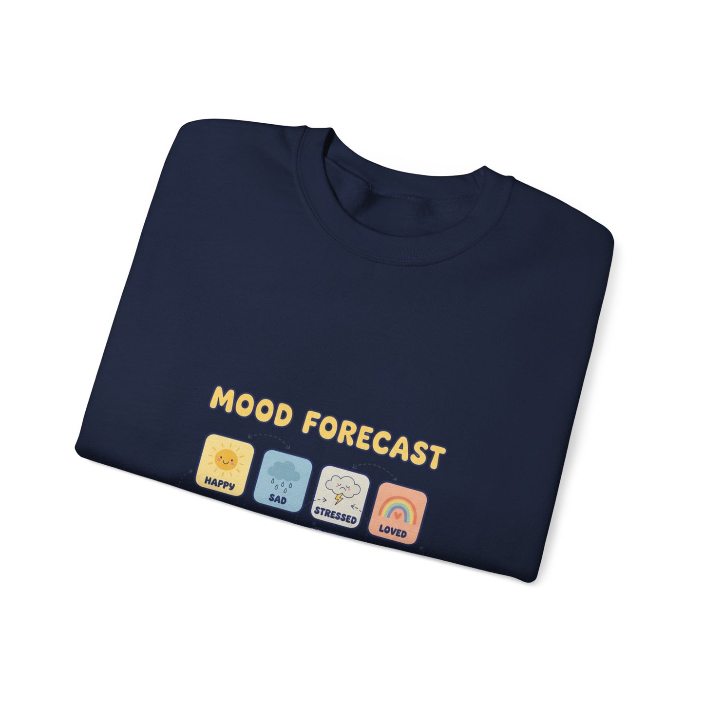 Mood Forecast Chart Sweatshirt | whimsical weather map, emotion forecast illustration