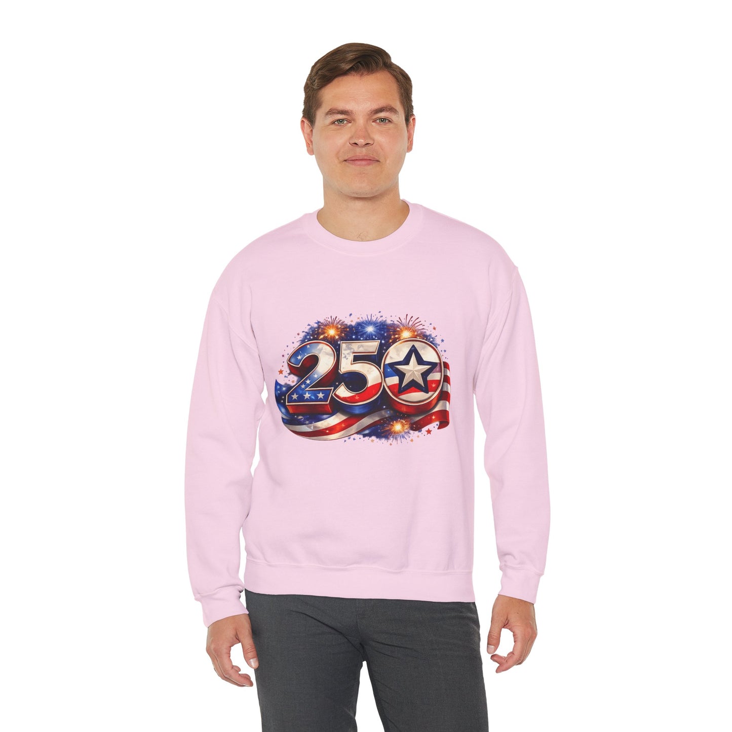 Crewneck Sweatshirt – '250' American Flag Stars & Stripes Patriotic Design