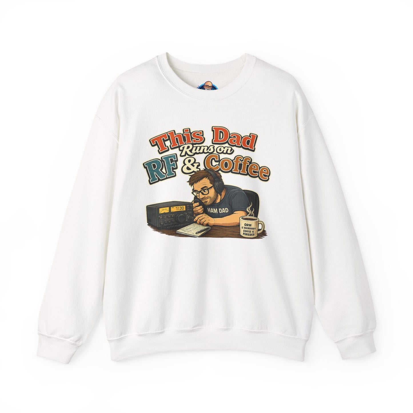 Dad Runs on RF & Coffee Crewneck Sweatshirt – Funny Radio/Engineering Father’s Day Gift