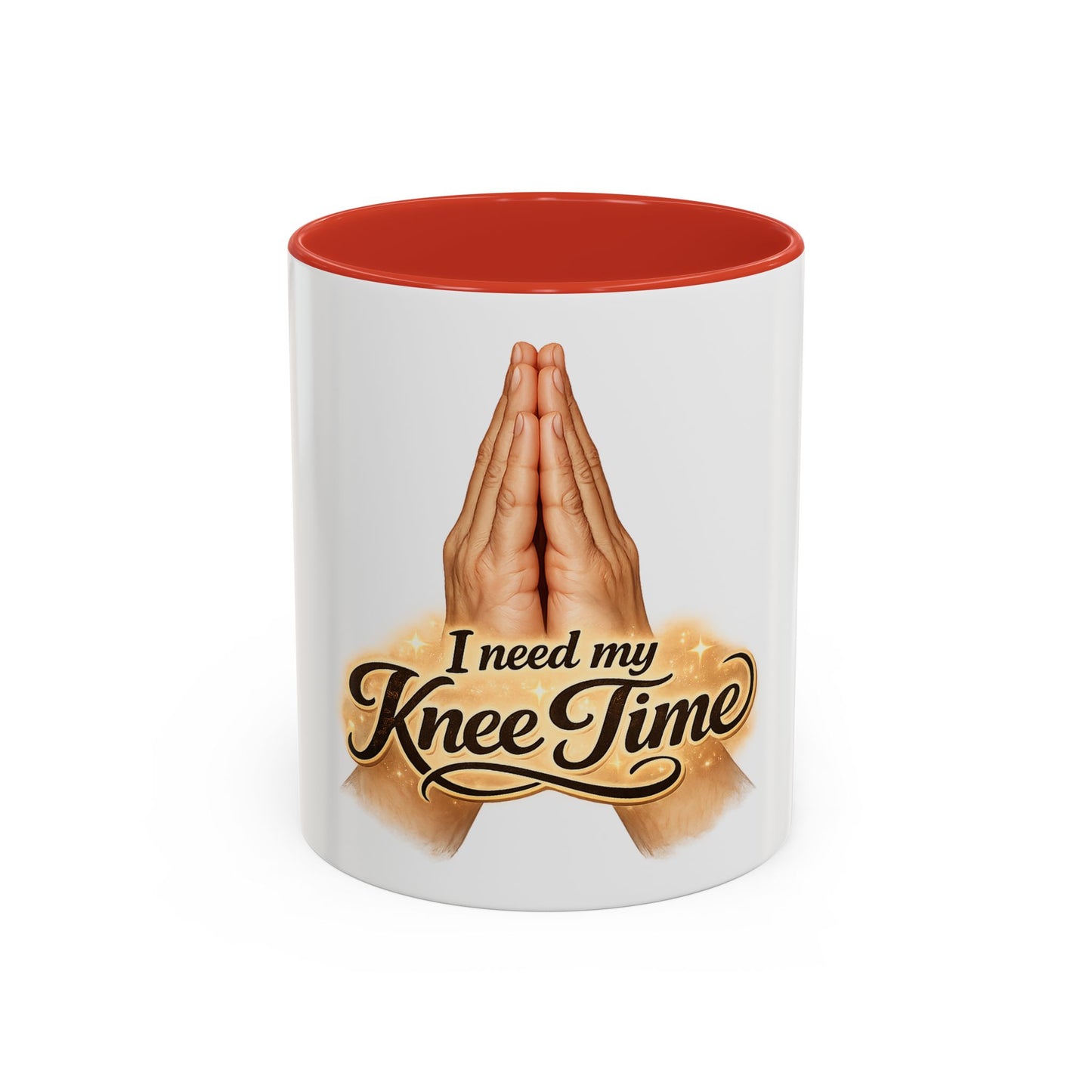 I Need My Knee Time Prayer Coffee Mug — Religious Prayer Hands Accent Mug