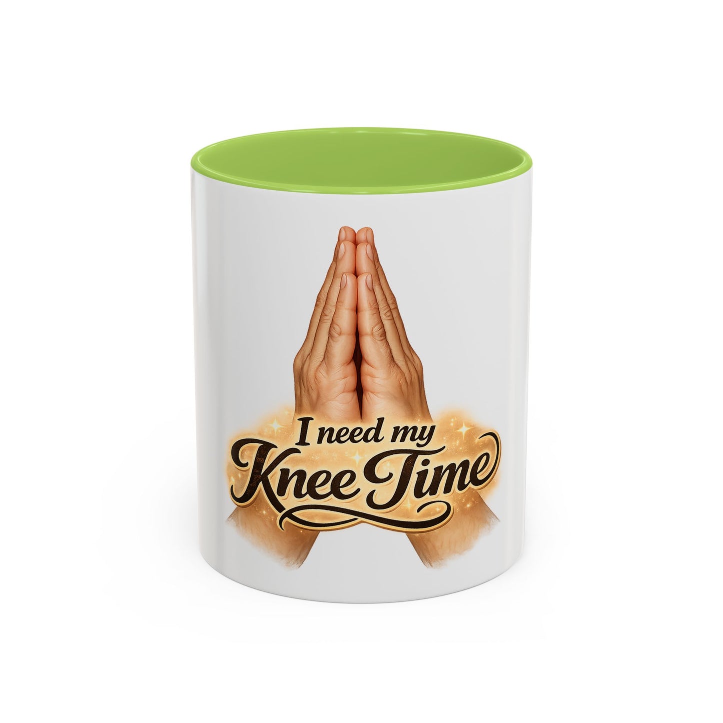 I Need My Knee Time Prayer Coffee Mug — Religious Prayer Hands Accent Mug