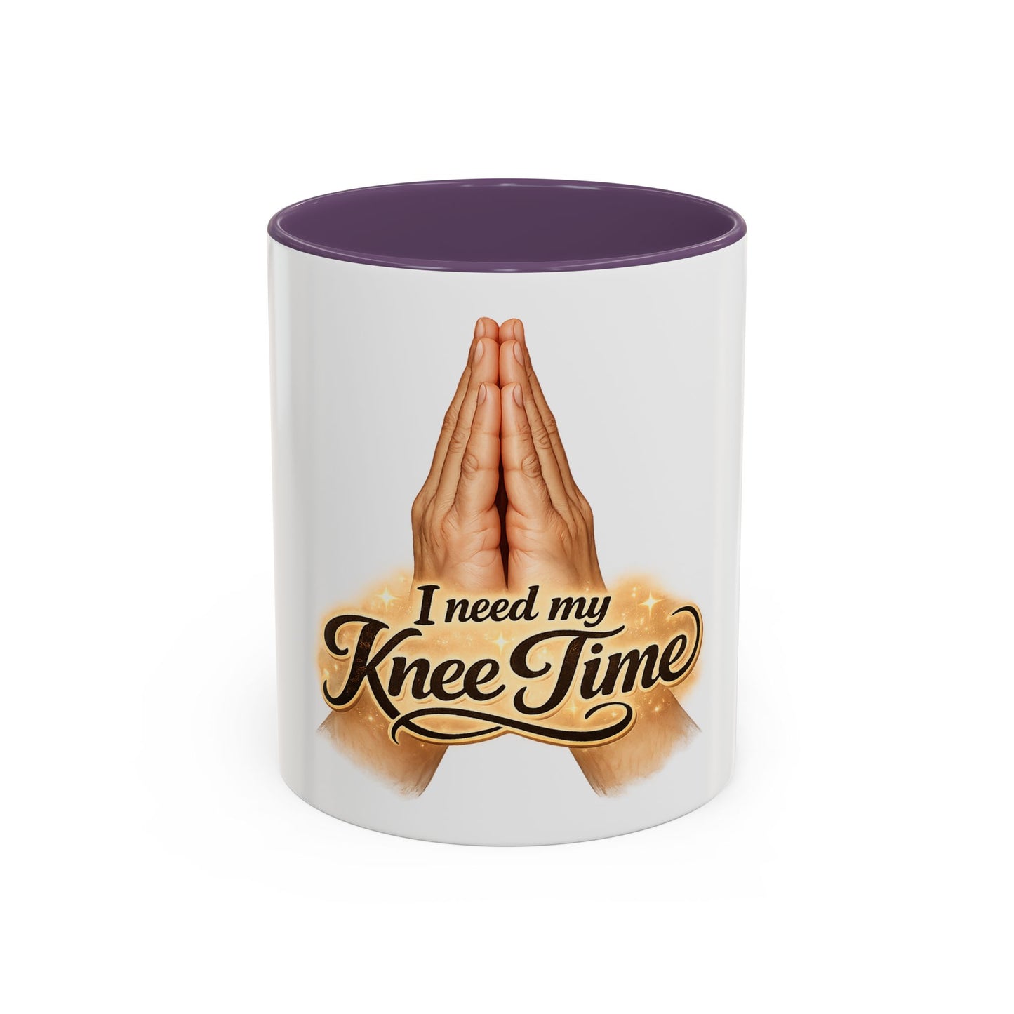 I Need My Knee Time Prayer Coffee Mug — Religious Prayer Hands Accent Mug