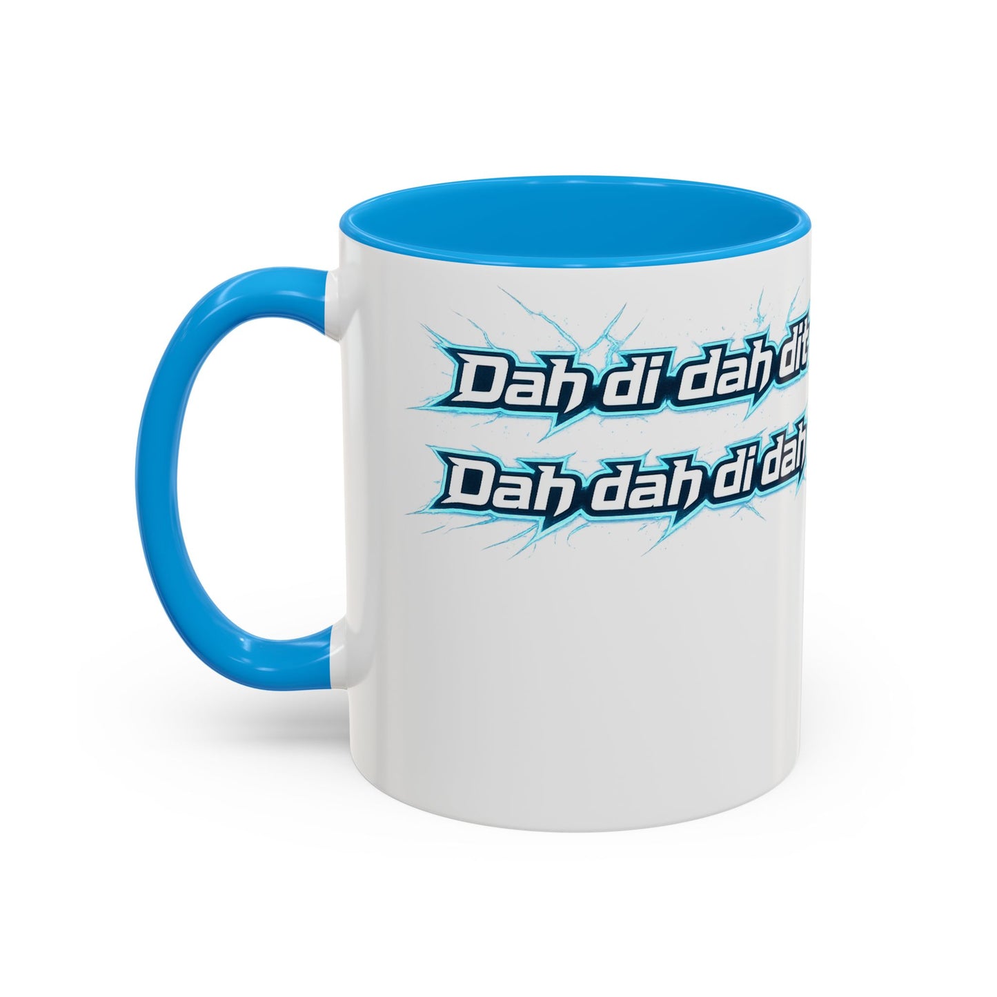 Novelty Mug — 'Dah di dah dit' Repeating Text Ceramic Coffee Cup (11oz & 15oz)