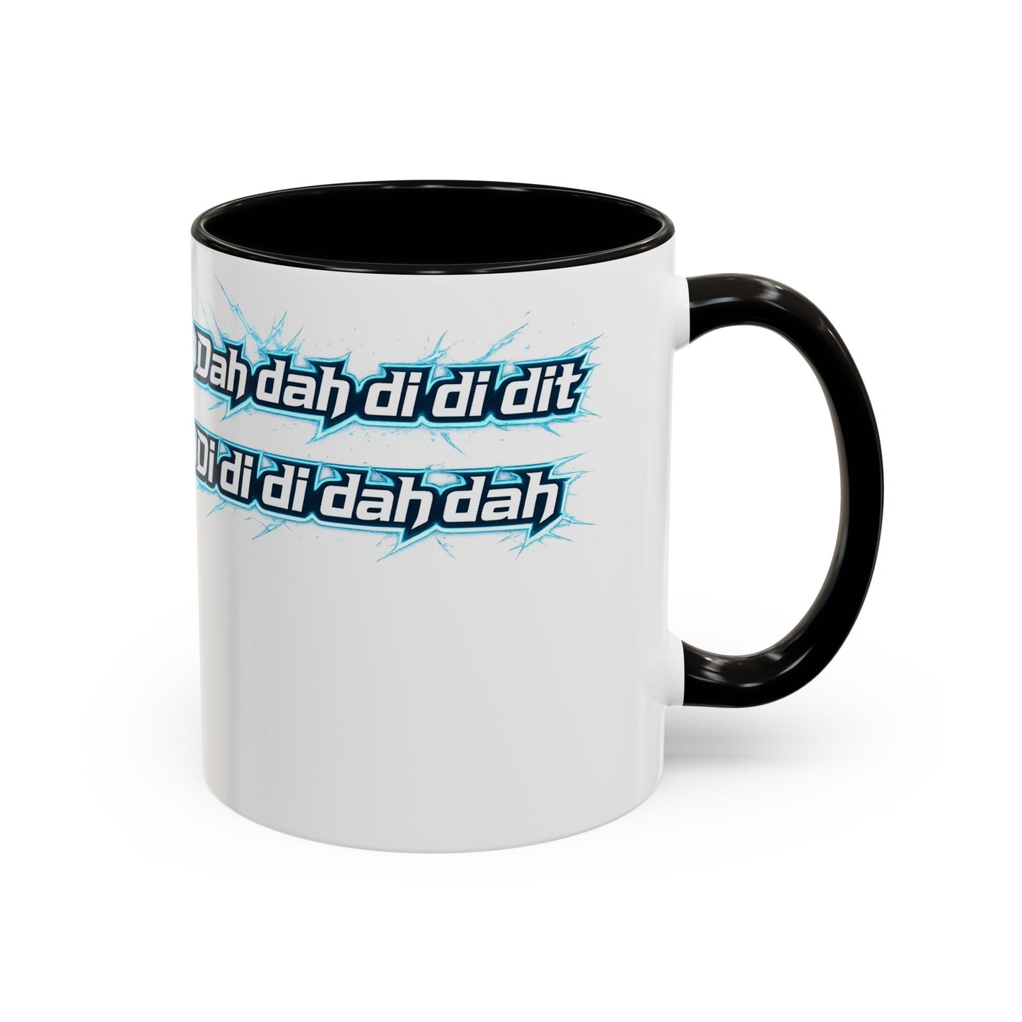 Novelty Mug — 'Dah di dah dit' Repeating Text Ceramic Coffee Cup (11oz & 15oz)