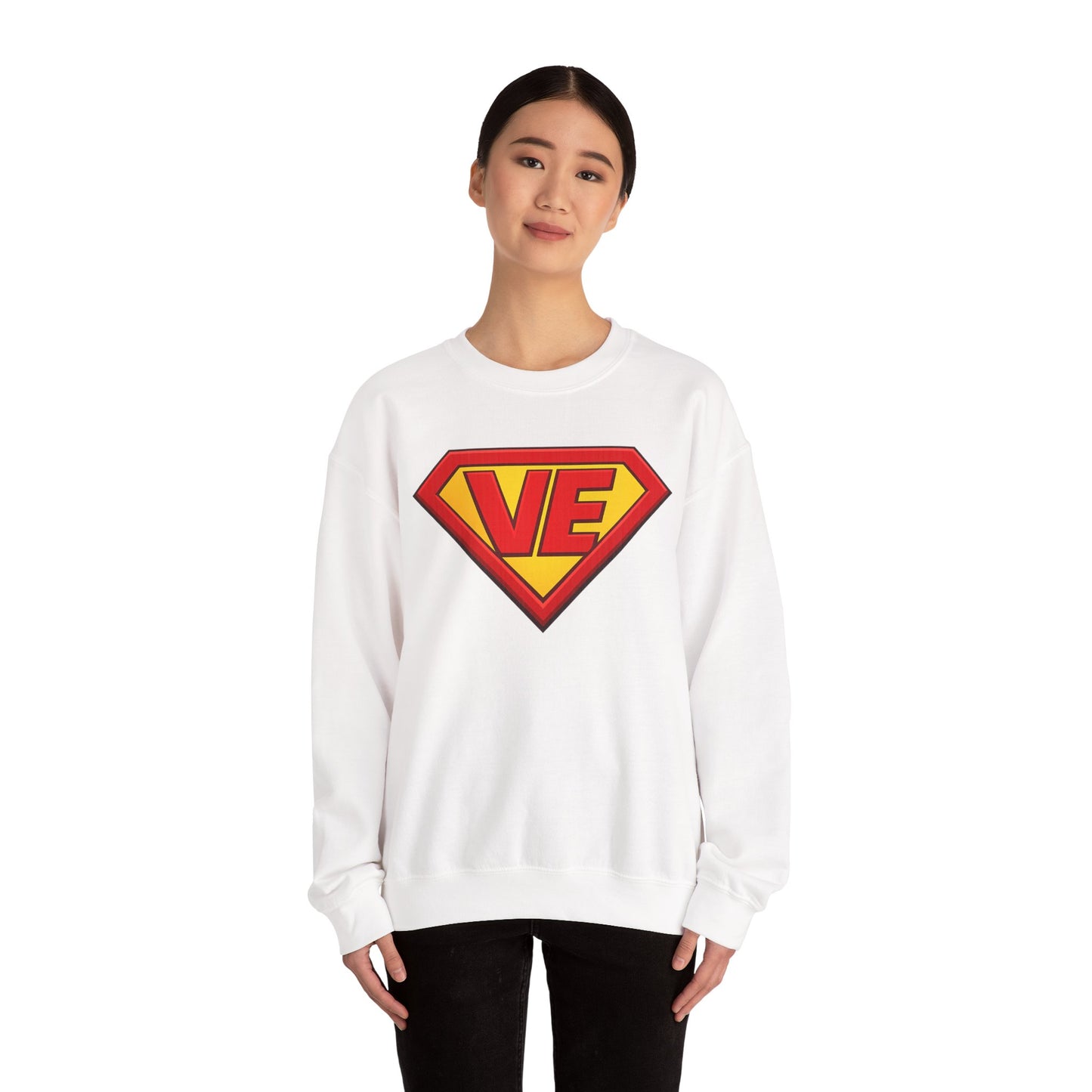 Crewneck Sweatshirt — Superhero 'VE' Logo Pullover