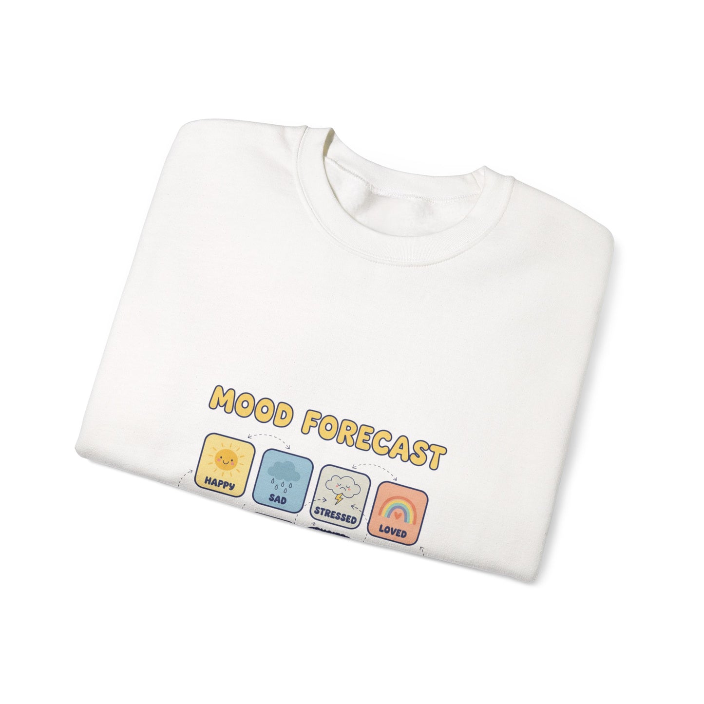 Mood Forecast Chart Sweatshirt | whimsical weather map, emotion forecast illustration