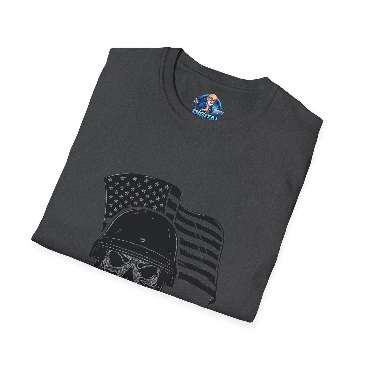 Patriotic Skull Helmet T-Shirt — American Flag Military Skull Graphic Tee