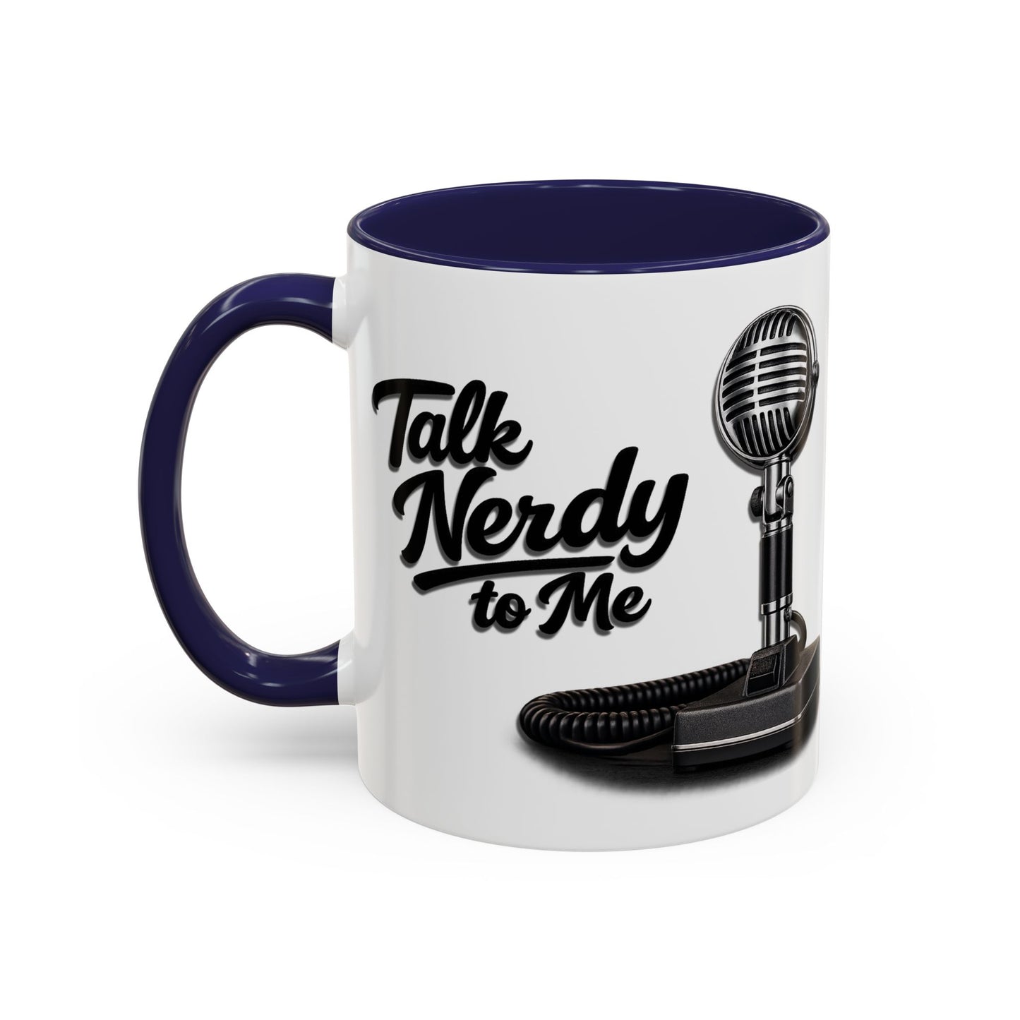 Talk Nerdy to Me Coffee Mug — Retro Ham Radio Microphone Accent Mug (11/15 oz)