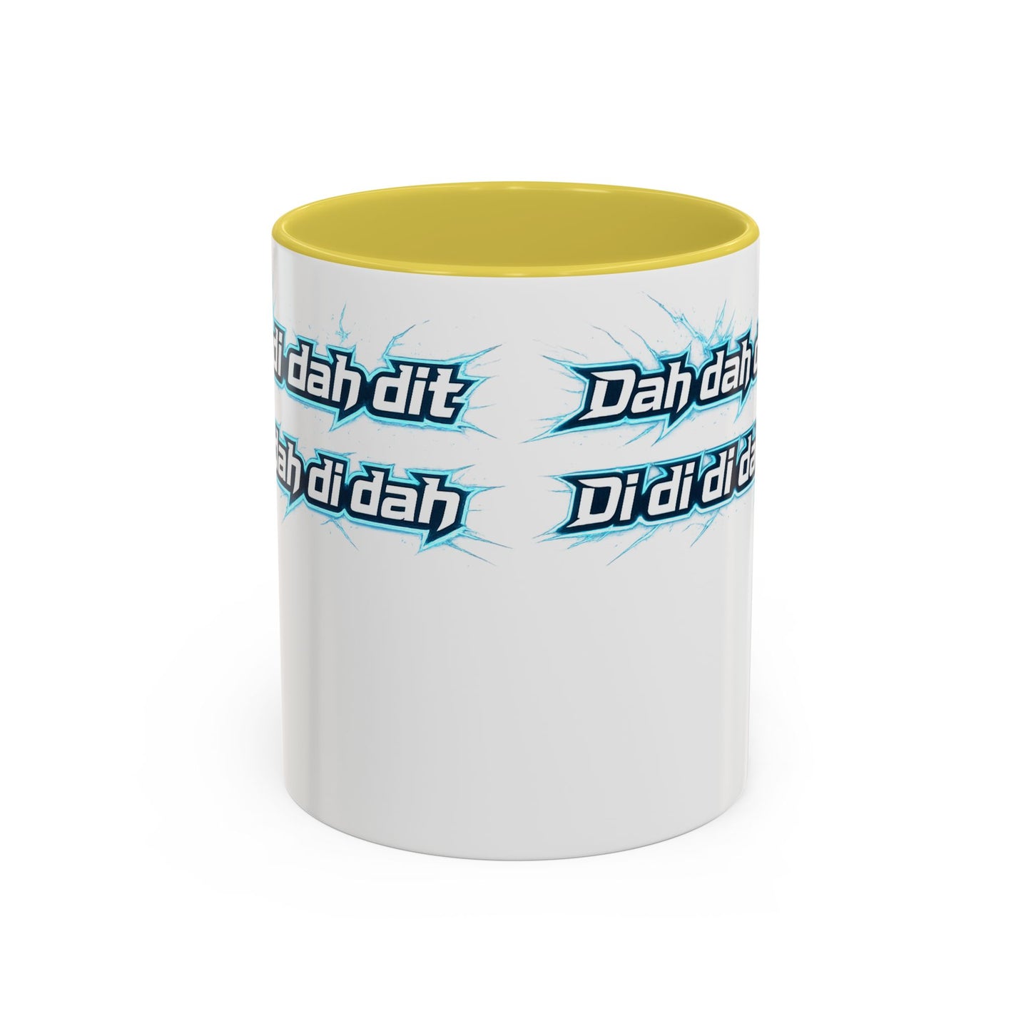 Novelty Mug — 'Dah di dah dit' Repeating Text Ceramic Coffee Cup (11oz & 15oz)