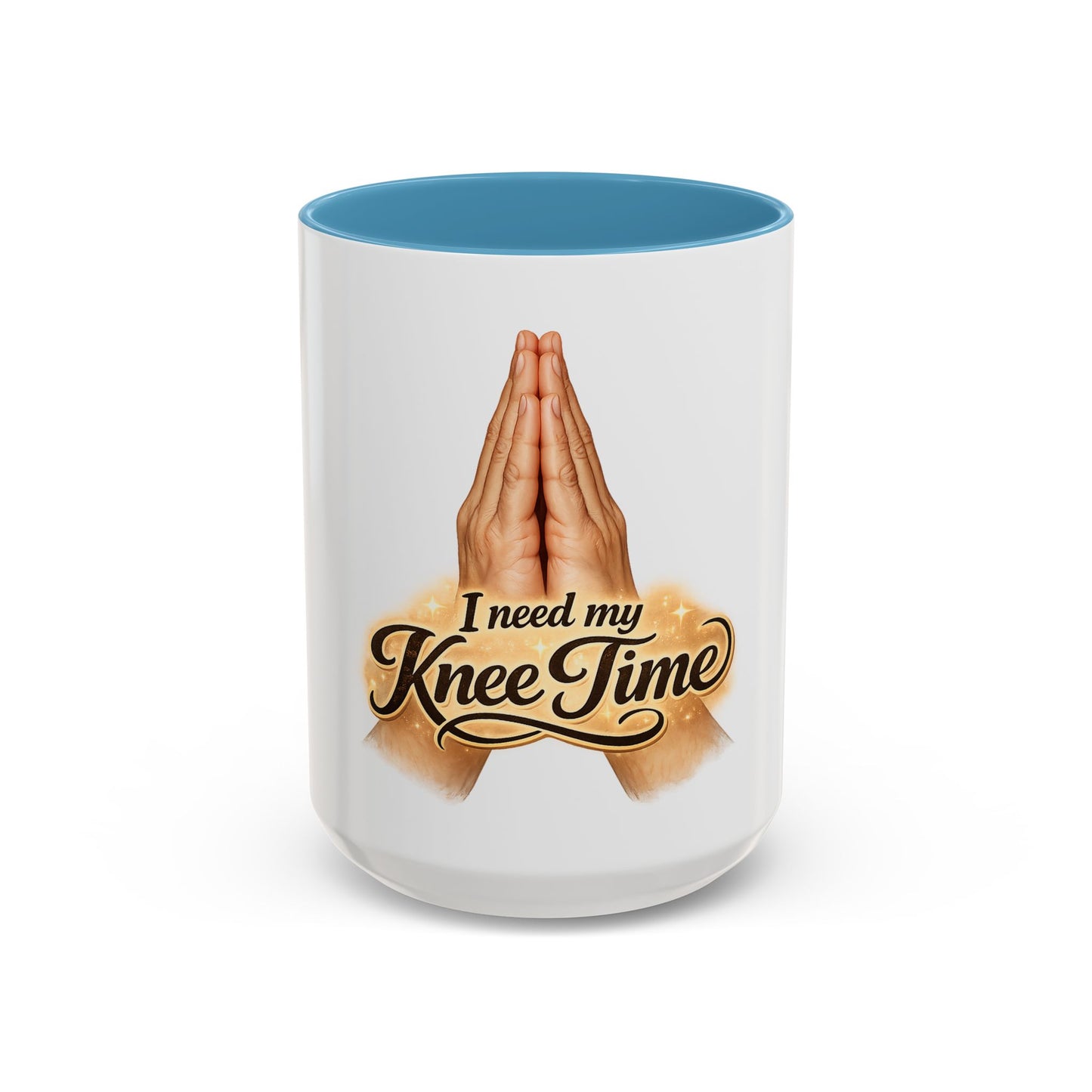 I Need My Knee Time Prayer Coffee Mug — Religious Prayer Hands Accent Mug