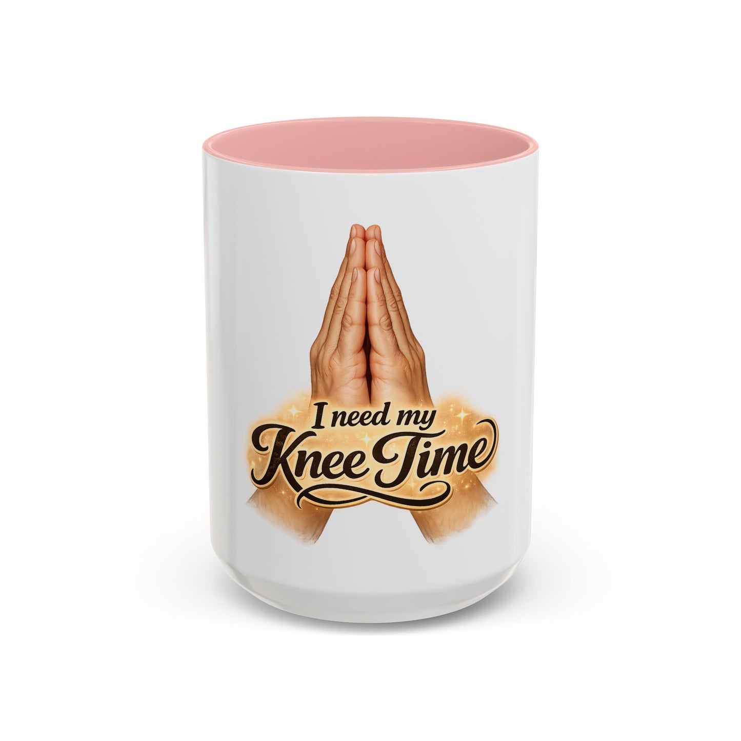 I Need My Knee Time Prayer Coffee Mug — Religious Prayer Hands Accent Mug