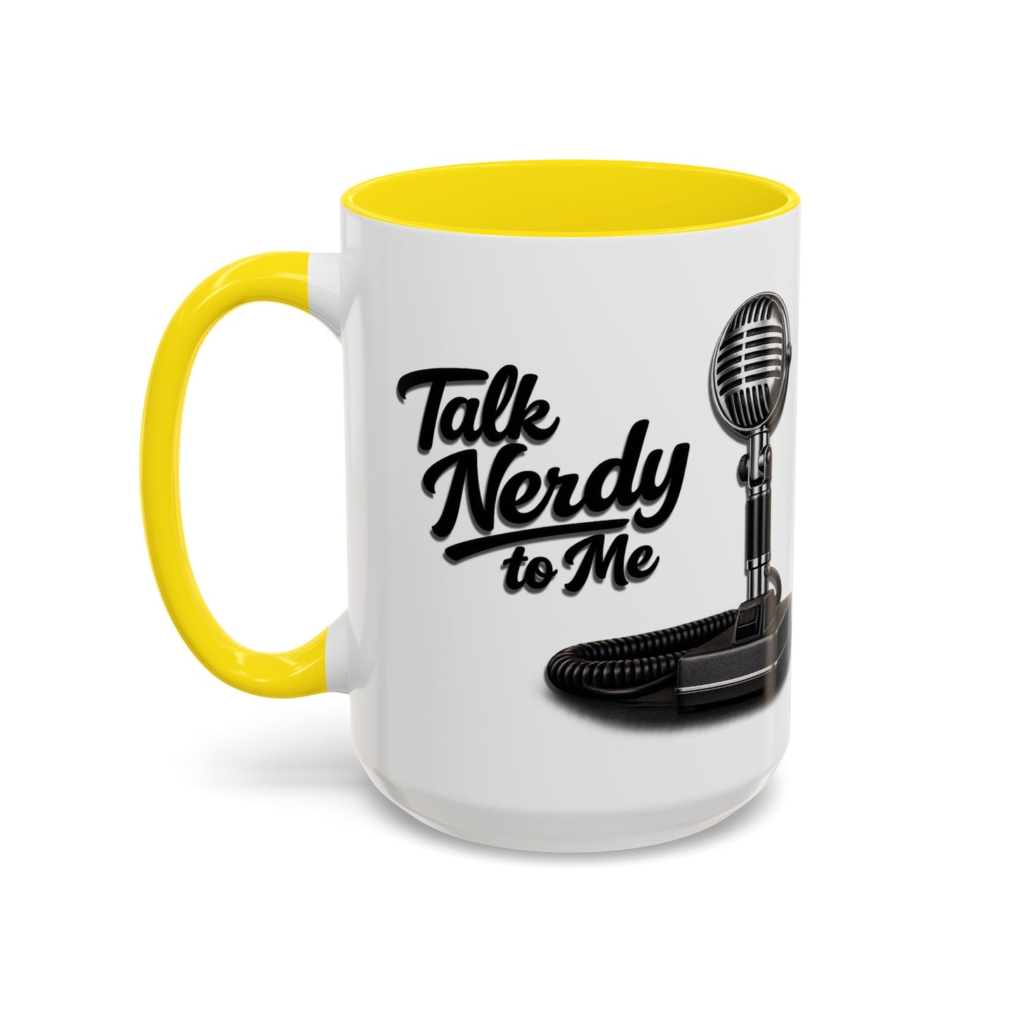 Talk Nerdy to Me Coffee Mug — Retro Ham Radio Microphone Accent Mug (11/15 oz)