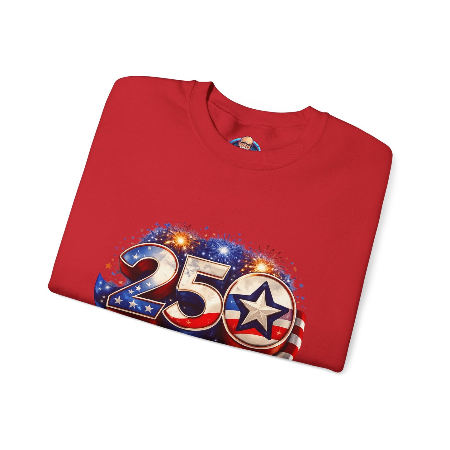 Crewneck Sweatshirt – '250' American Flag Stars & Stripes Patriotic Design
