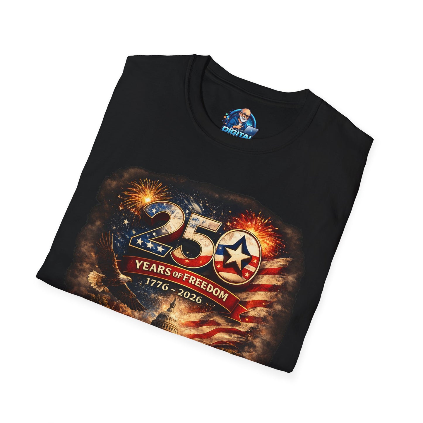 250 Years of Freedom 1776–2026 T-Shirt — Patriotic American Flag & Capitol Anniversary Tee