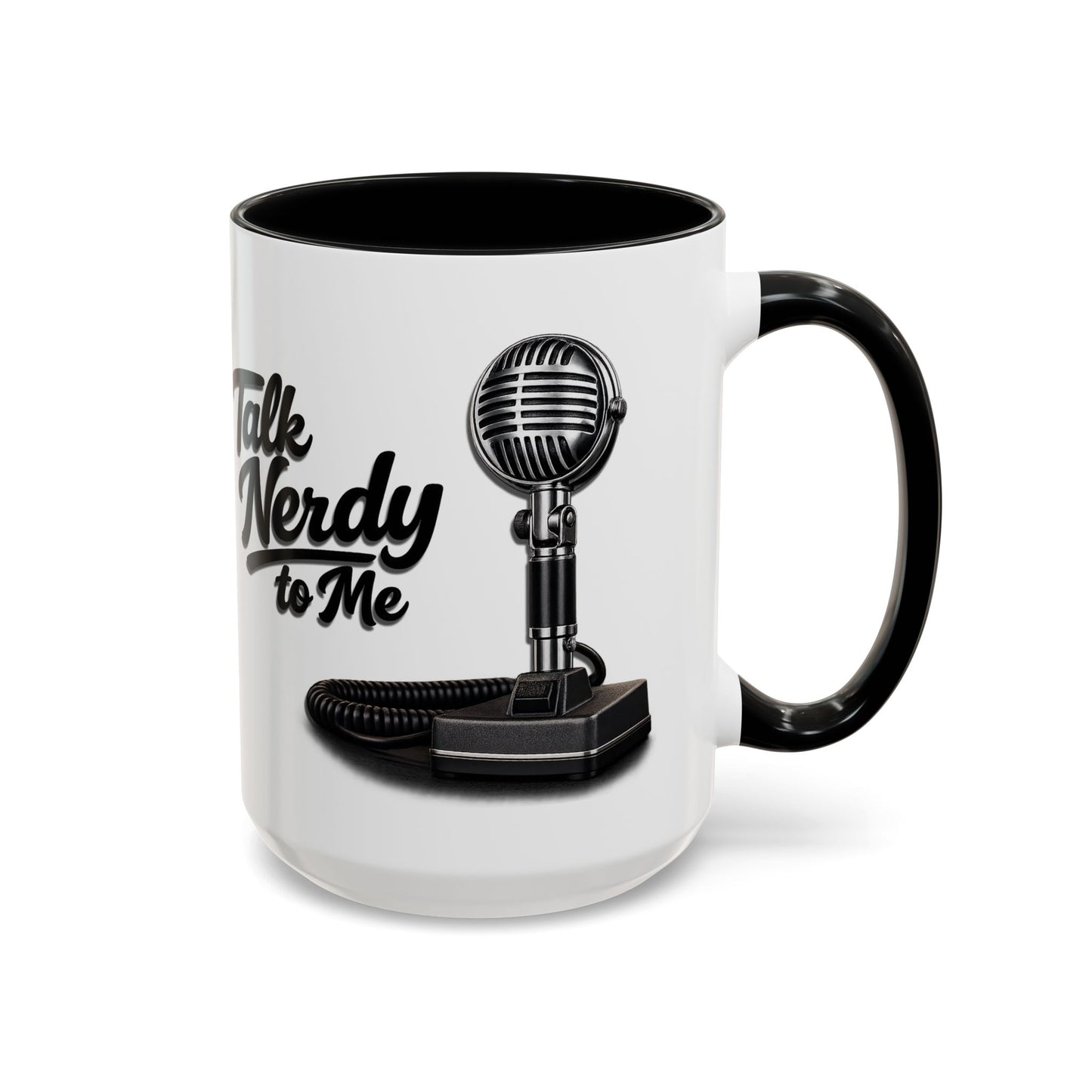 Talk Nerdy to Me Coffee Mug — Retro Ham Radio Microphone Accent Mug (11/15 oz)