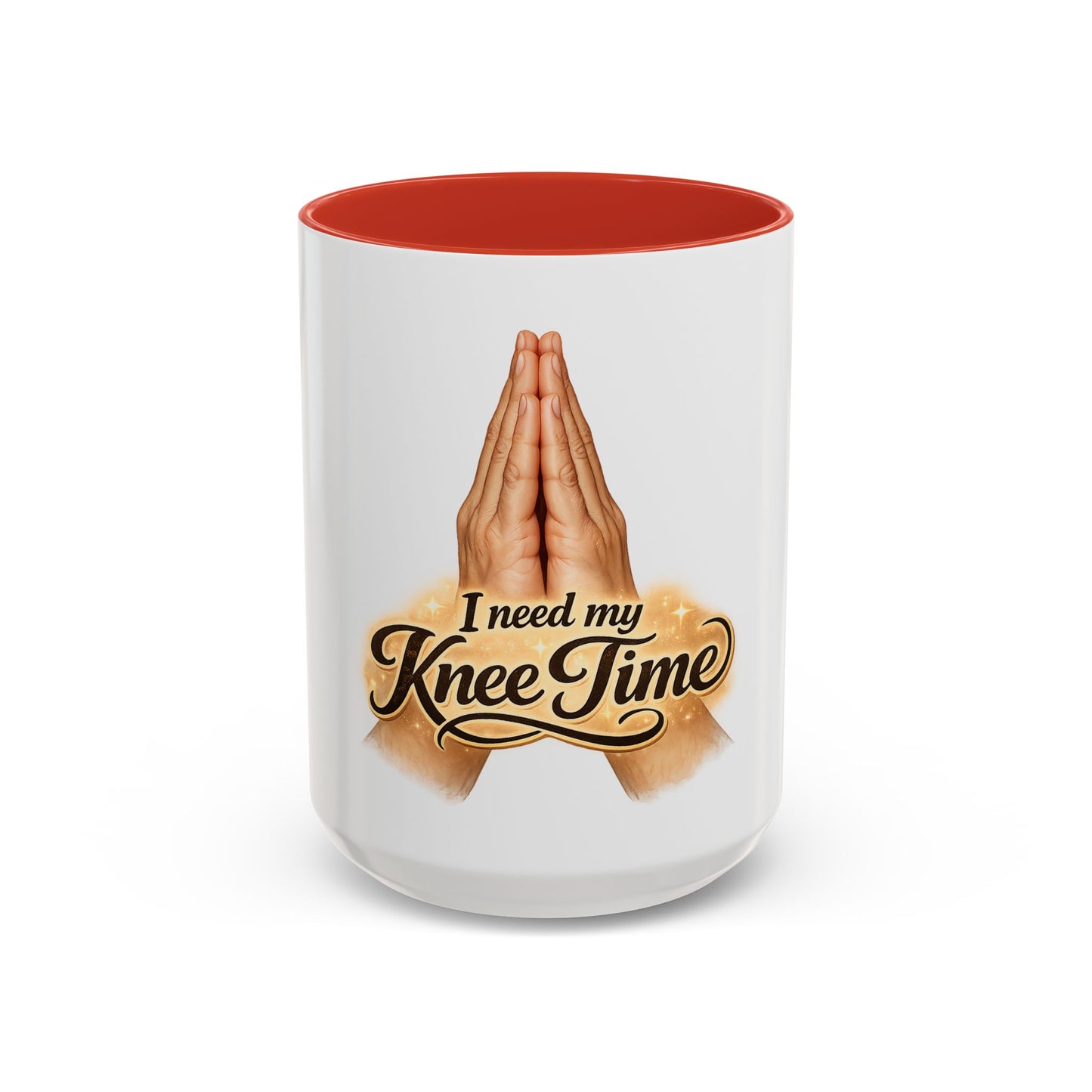 I Need My Knee Time Prayer Coffee Mug — Religious Prayer Hands Accent Mug