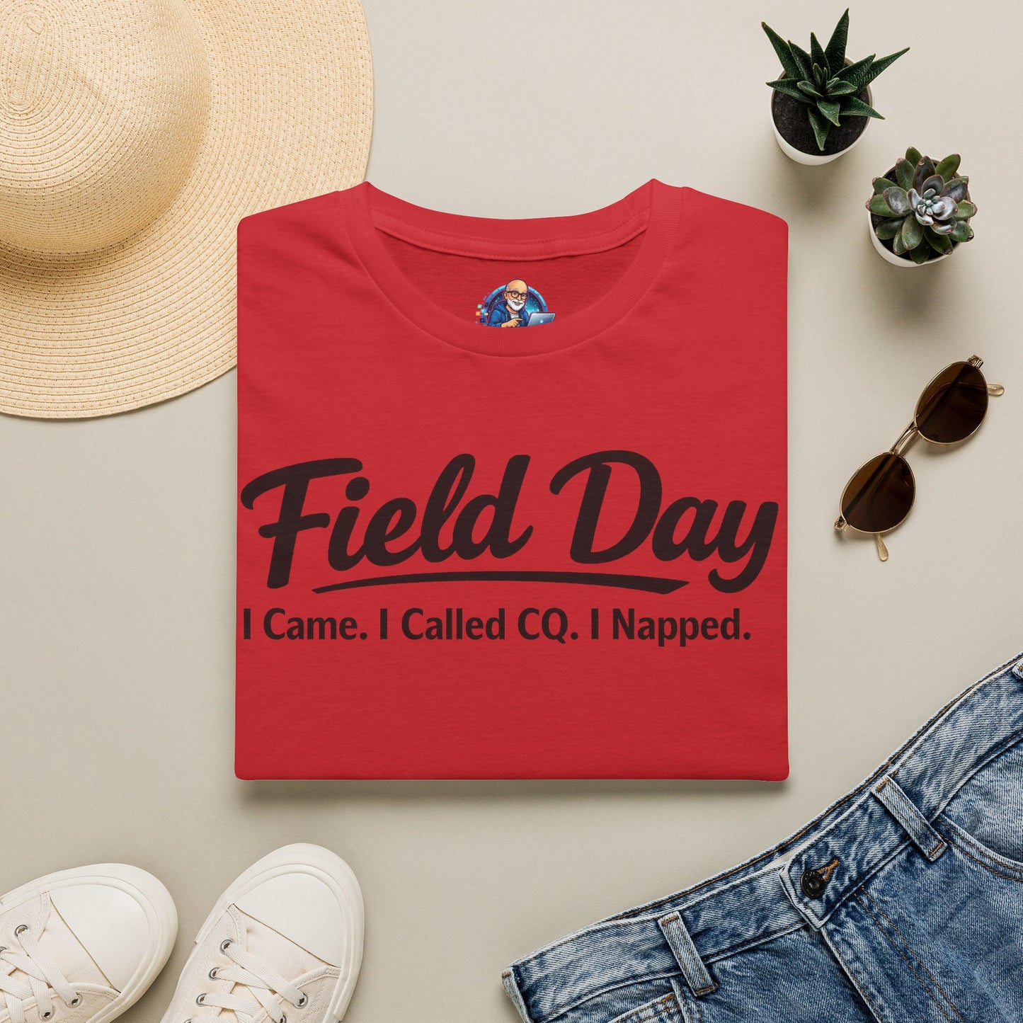 Field Day T-Shirt — "I Came. I Called CQ. I Napped." Casual Ham Radio Shirt