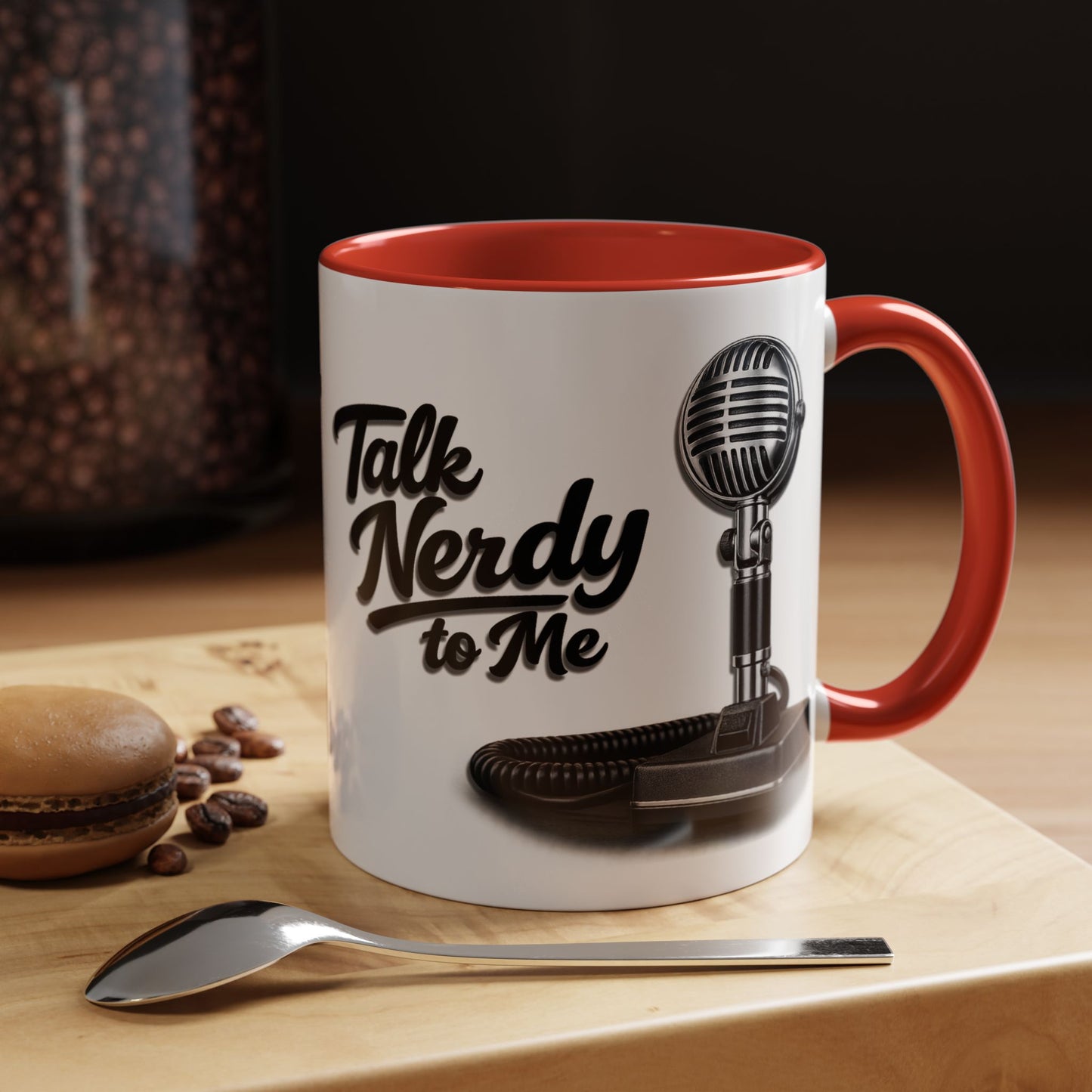 Talk Nerdy to Me Coffee Mug — Retro Ham Radio Microphone Accent Mug (11/15 oz)
