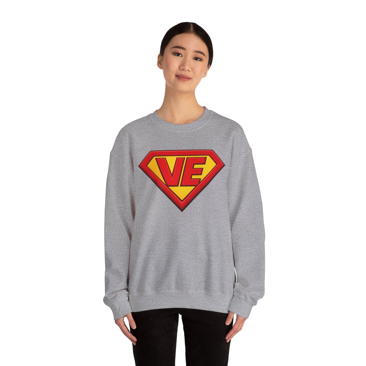 Crewneck Sweatshirt — Superhero 'VE' Logo Pullover