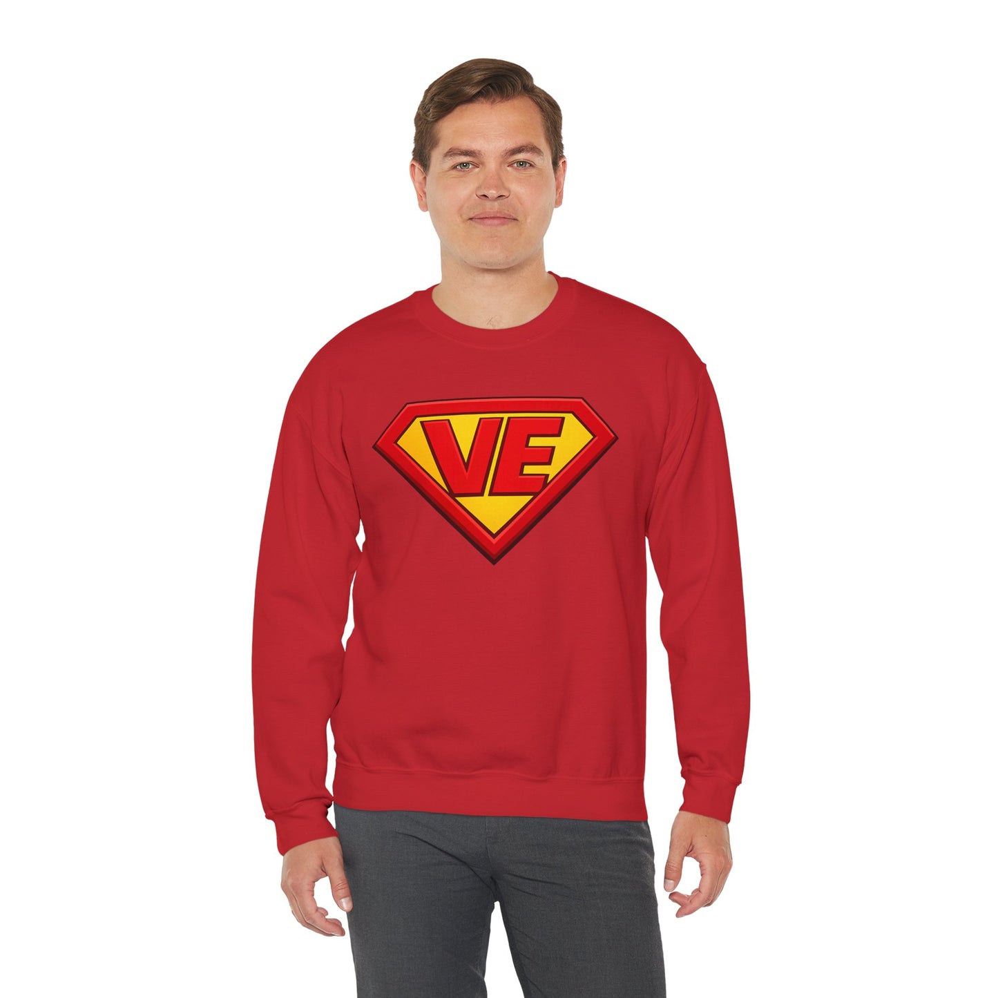 Crewneck Sweatshirt — Superhero 'VE' Logo Pullover