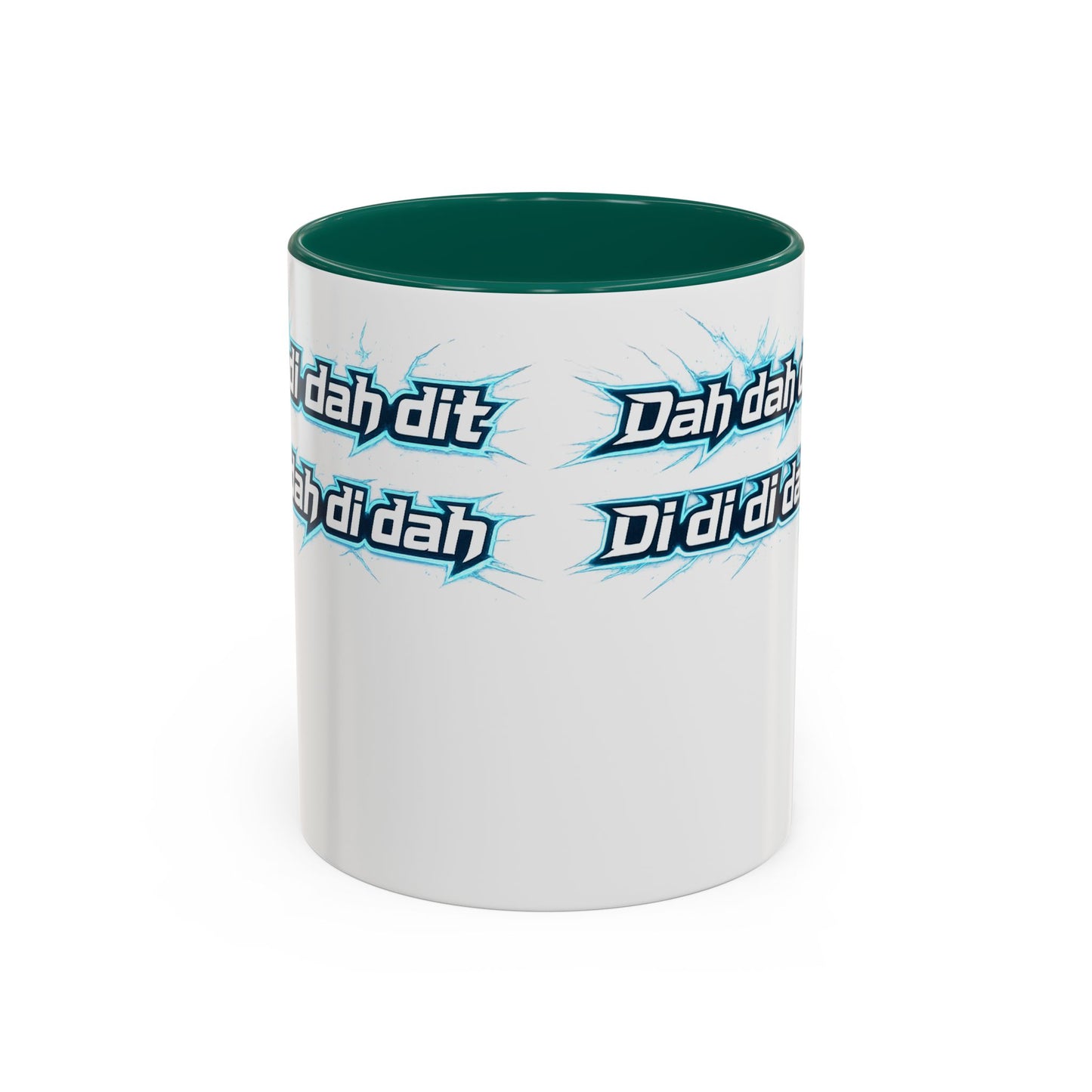 Novelty Mug — 'Dah di dah dit' Repeating Text Ceramic Coffee Cup (11oz & 15oz)