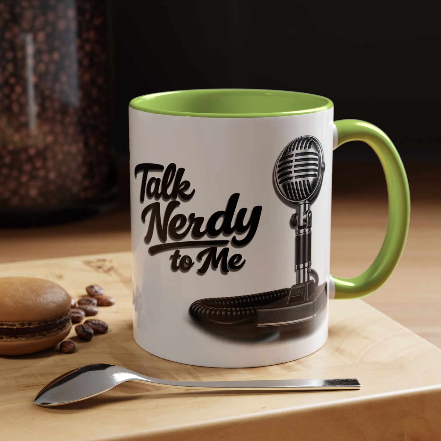 Talk Nerdy to Me Coffee Mug — Retro Ham Radio Microphone Accent Mug (11/15 oz)