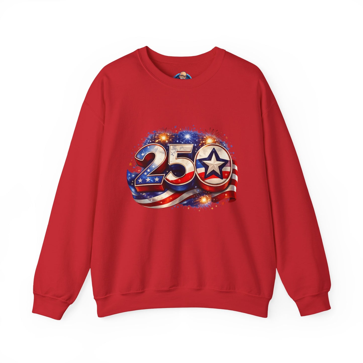 Crewneck Sweatshirt – '250' American Flag Stars & Stripes Patriotic Design