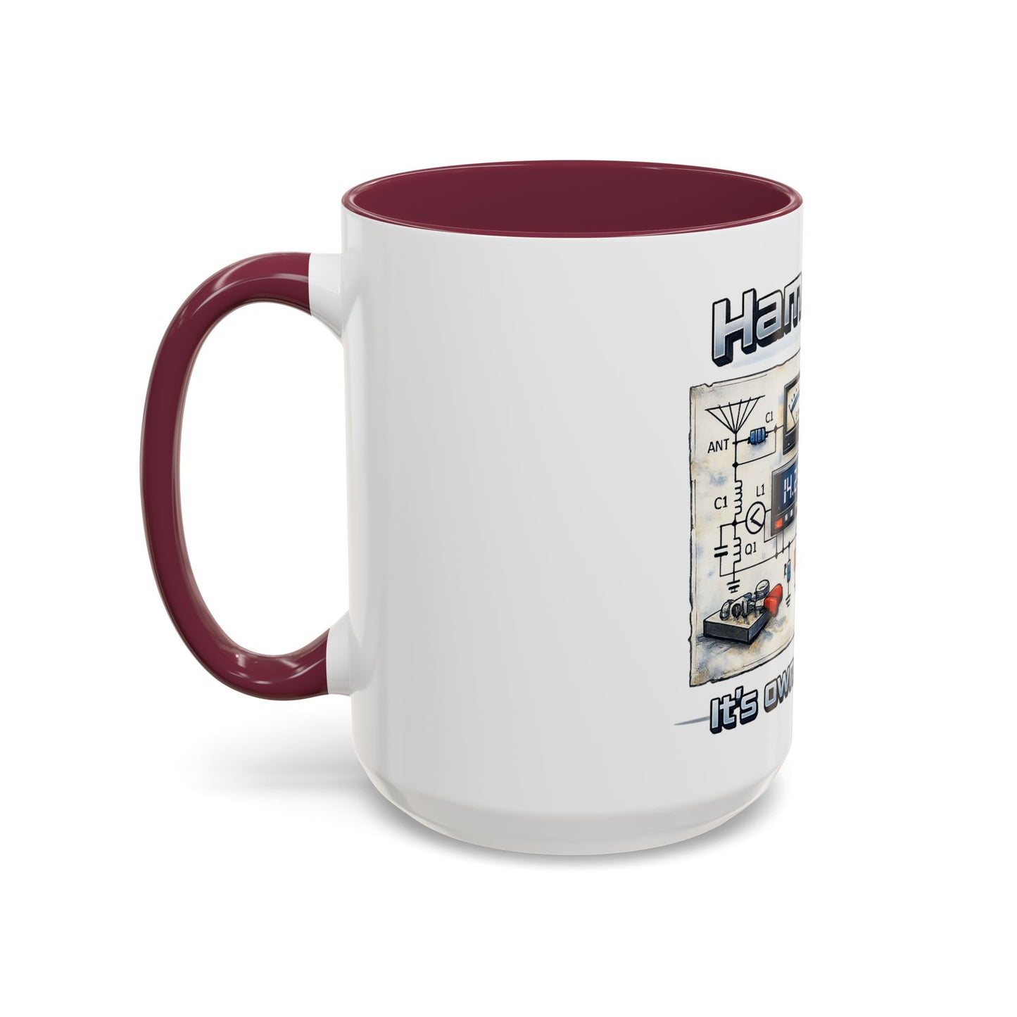 Ham Radio Circuit Design Coffee Mug — "Ham Radio: It’s Own Language" (11oz/15oz)