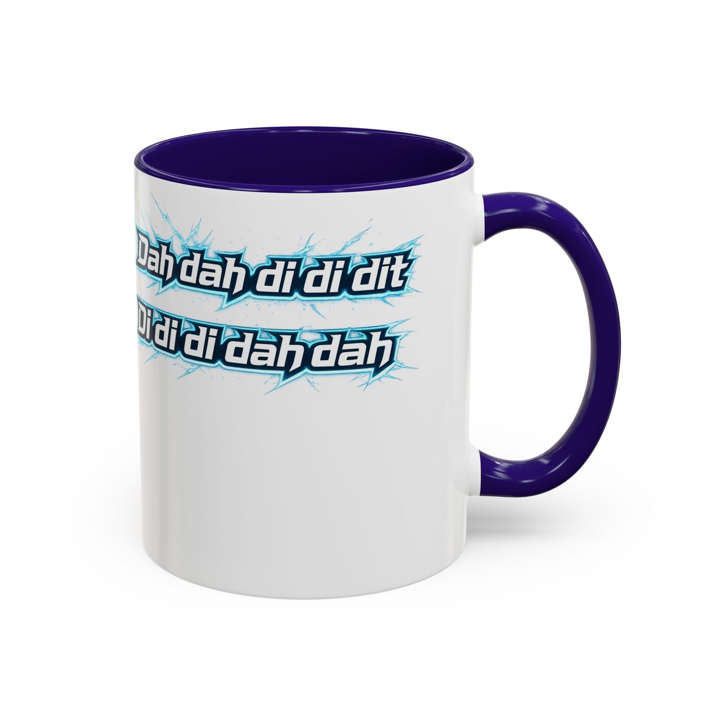 Novelty Mug — 'Dah di dah dit' Repeating Text Ceramic Coffee Cup (11oz & 15oz)