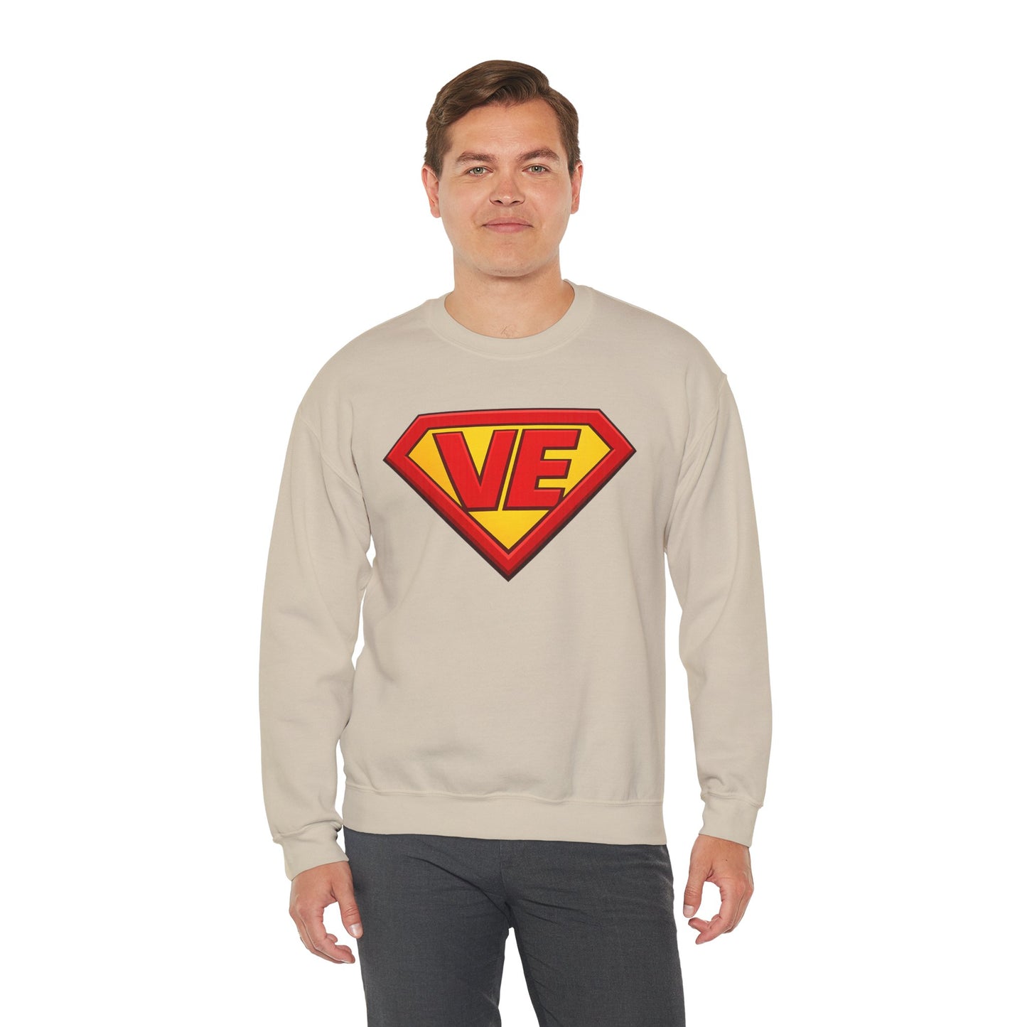 Crewneck Sweatshirt — Superhero 'VE' Logo Pullover