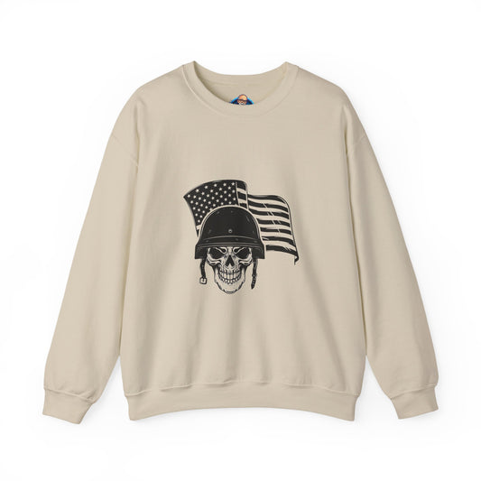 Skull Soldier Crewneck Sweatshirt – American Flag Helmet Graphic