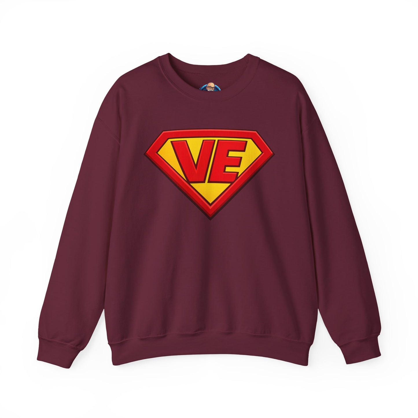 Crewneck Sweatshirt — Superhero 'VE' Logo Pullover
