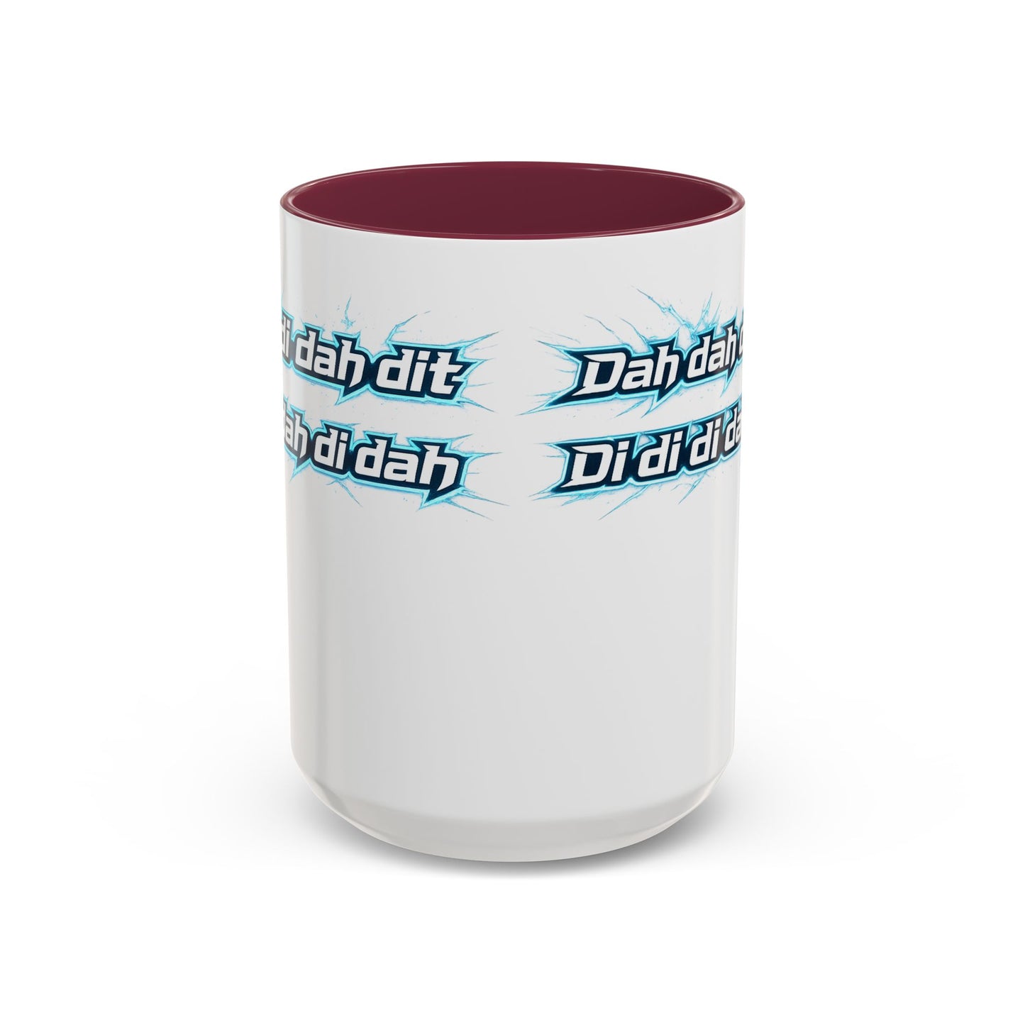 Novelty Mug — 'Dah di dah dit' Repeating Text Ceramic Coffee Cup (11oz & 15oz)