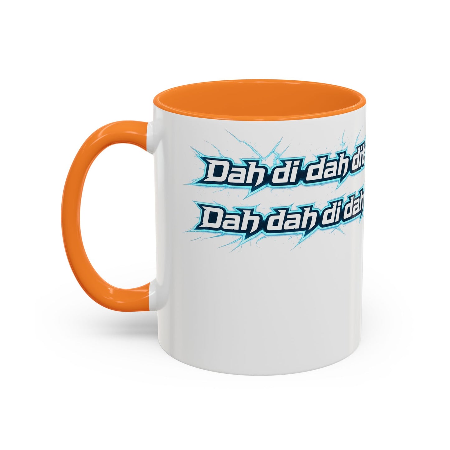 Novelty Mug — 'Dah di dah dit' Repeating Text Ceramic Coffee Cup (11oz & 15oz)