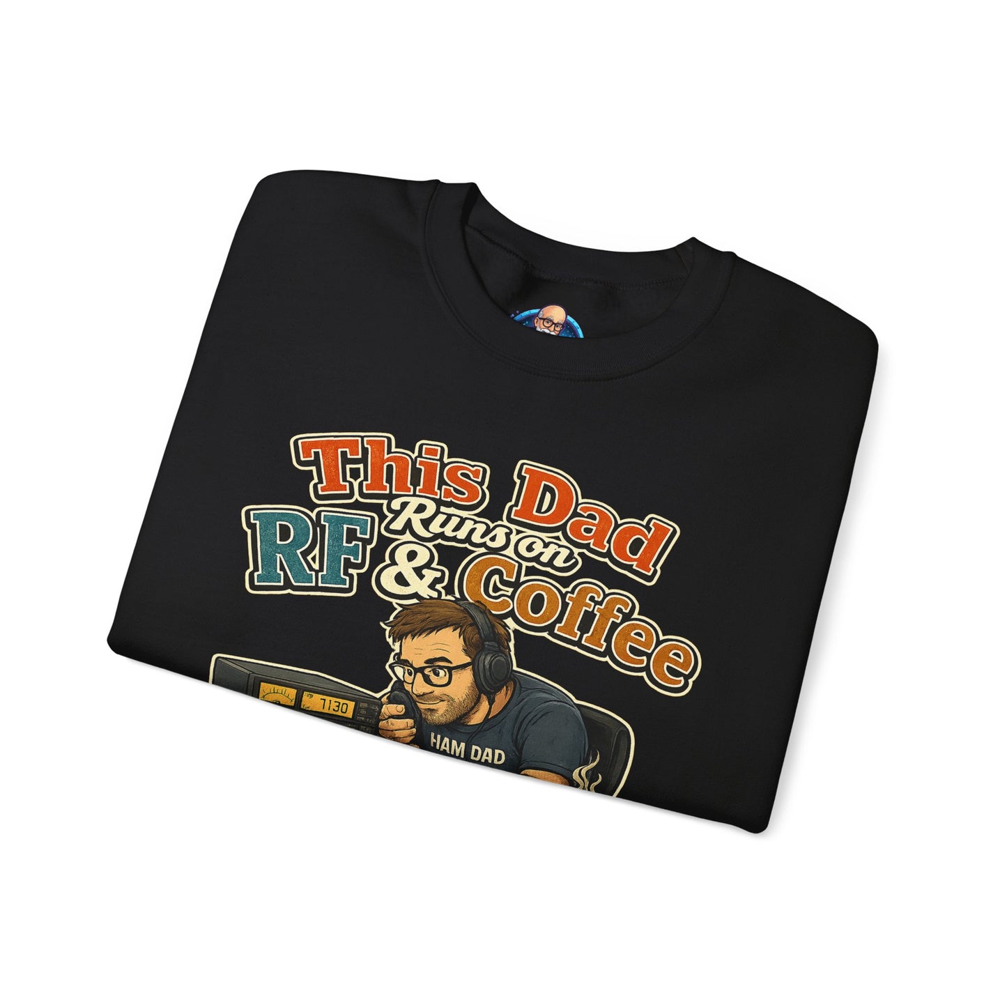 Dad Runs on RF & Coffee Crewneck Sweatshirt – Funny Radio/Engineering Father’s Day Gift