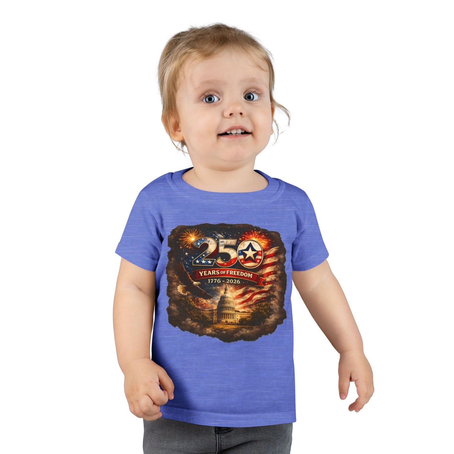 Toddler T‑Shirt — "250 Years of Freedom 1776–2026" Patriotic USA Memorial Tee