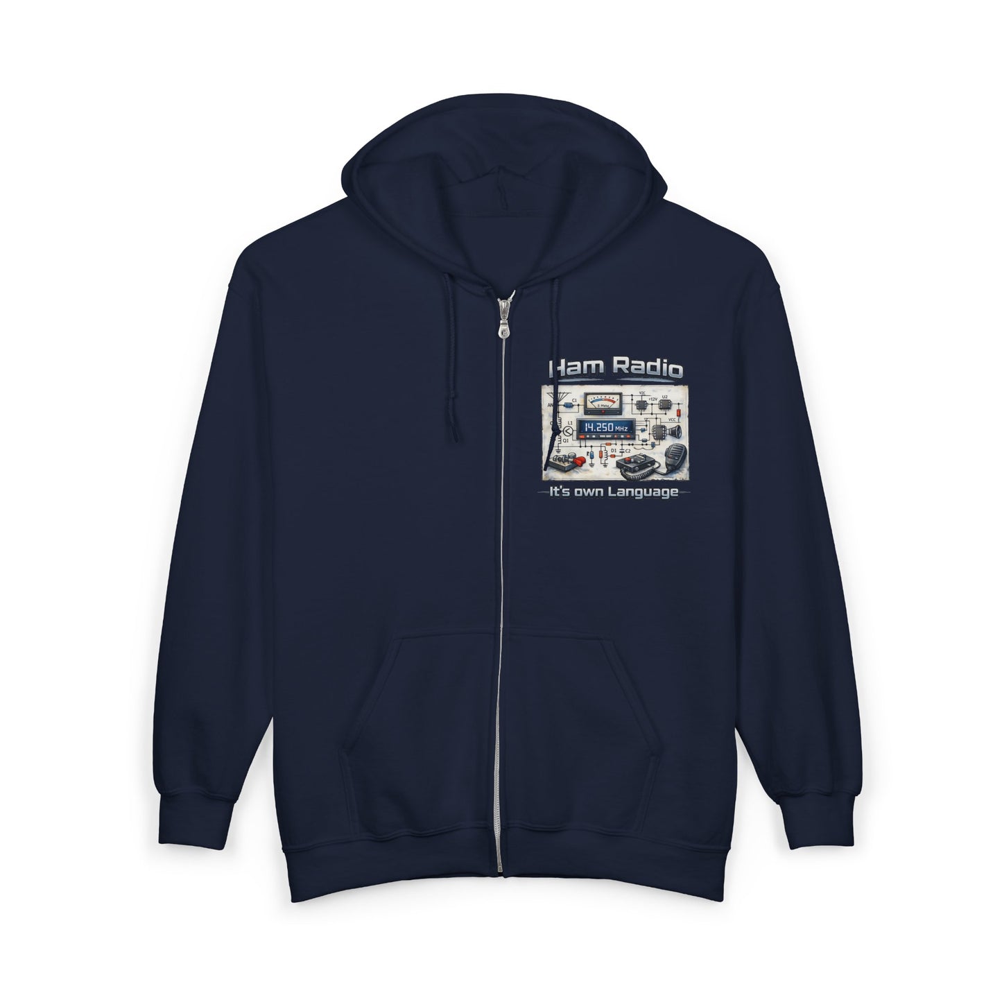 Ham Radio Zip Hoodie — 'Ham Radio: It’s Our Language' Operator Sweatshirt