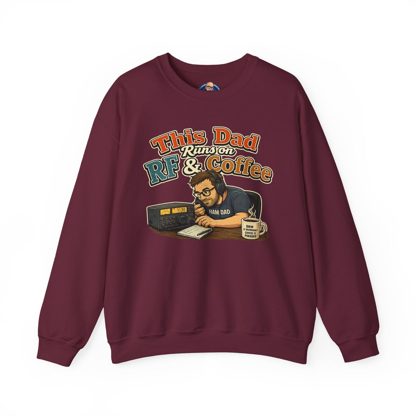 Dad Runs on RF & Coffee Crewneck Sweatshirt – Funny Radio/Engineering Father’s Day Gift