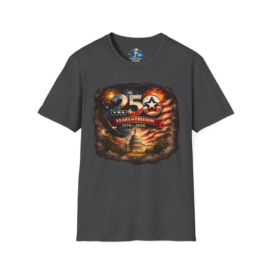250 Years of Freedom 1776–2026 T-Shirt — Patriotic American Flag & Capitol Anniversary Tee