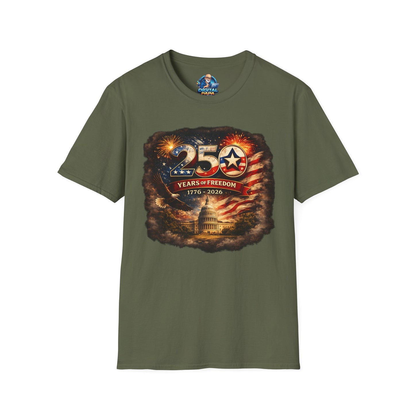 250 Years of Freedom 1776–2026 T-Shirt — Patriotic American Flag & Capitol Anniversary Tee
