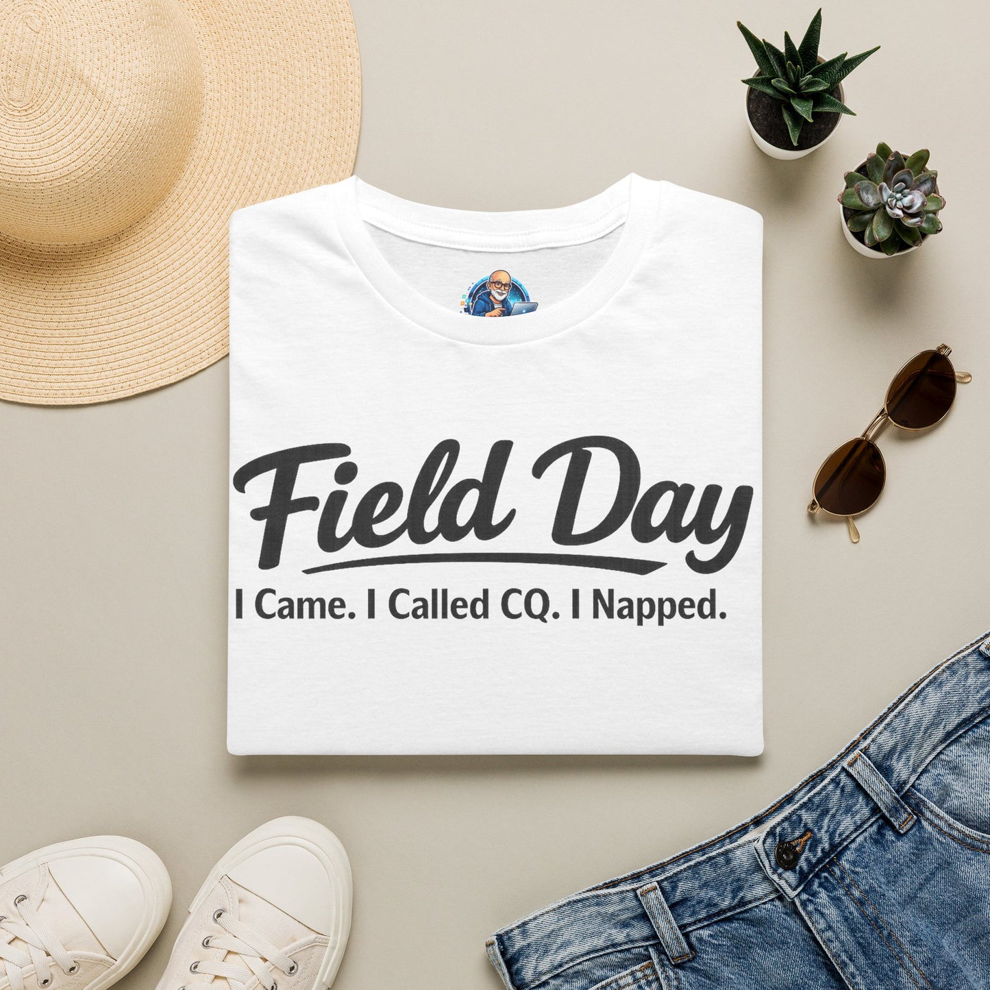 Field Day T-Shirt — "I Came. I Called CQ. I Napped." Casual Ham Radio Shirt