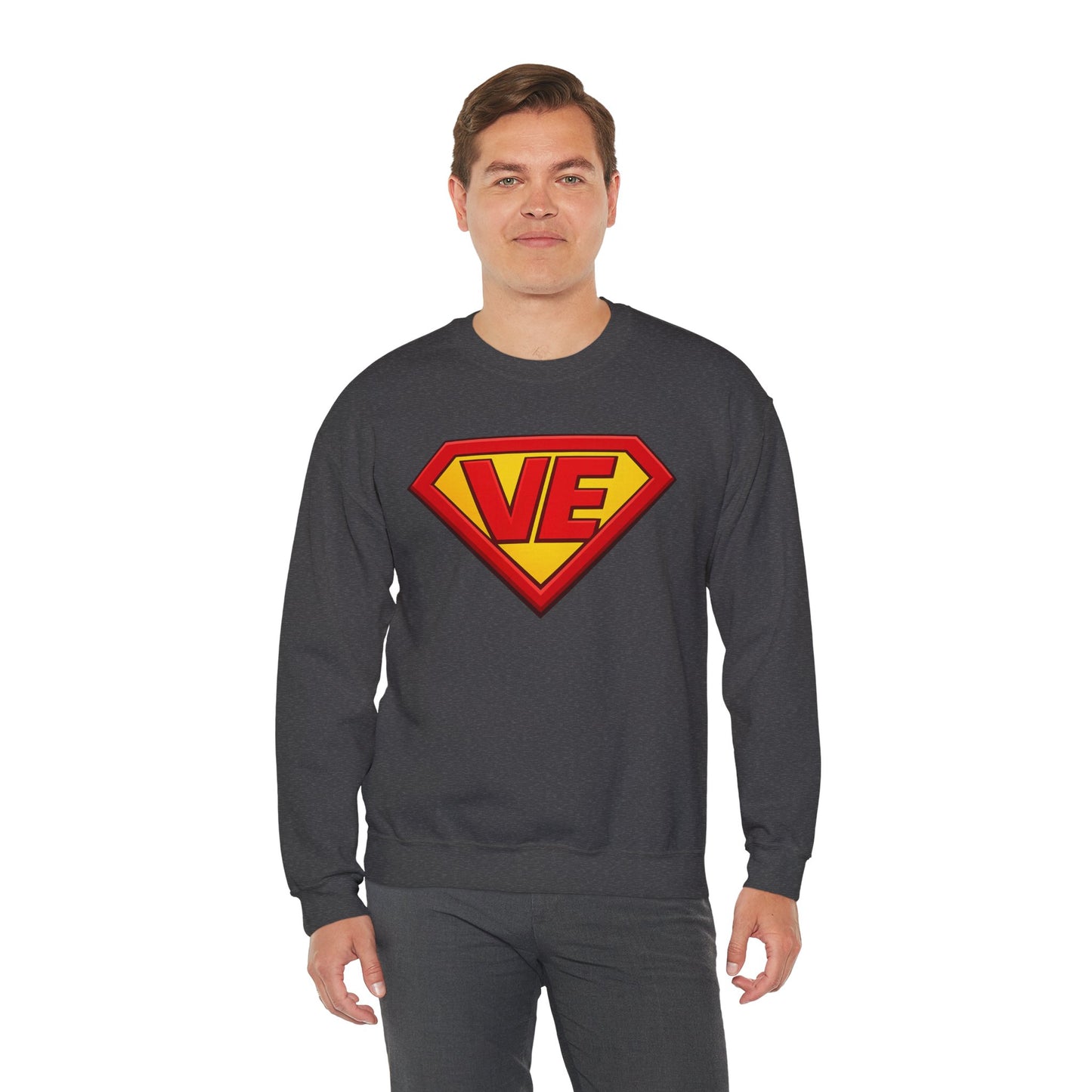 Crewneck Sweatshirt — Superhero 'VE' Logo Pullover