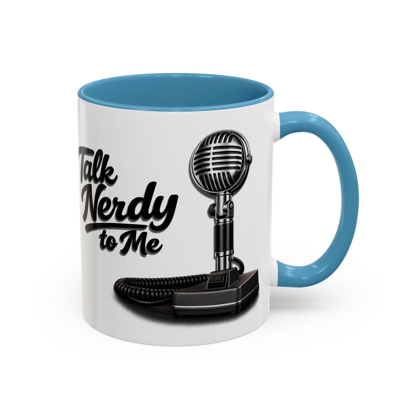 Talk Nerdy to Me Coffee Mug — Retro Ham Radio Microphone Accent Mug (11/15 oz)