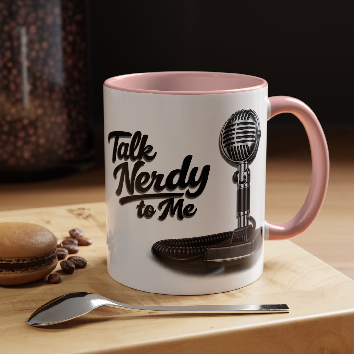 Talk Nerdy to Me Coffee Mug — Retro Ham Radio Microphone Accent Mug (11/15 oz)