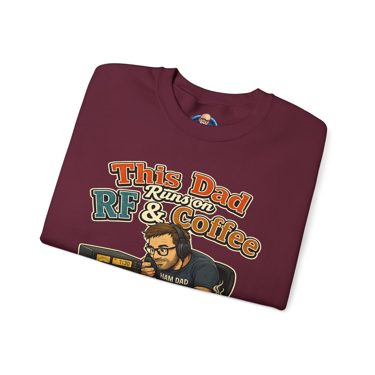 Dad Runs on RF & Coffee Crewneck Sweatshirt – Funny Radio/Engineering Father’s Day Gift