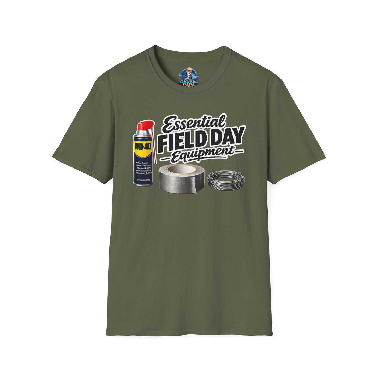 Field Day Essentials T-Shirt — "Essential Field Day Equipment" Graphic Tee