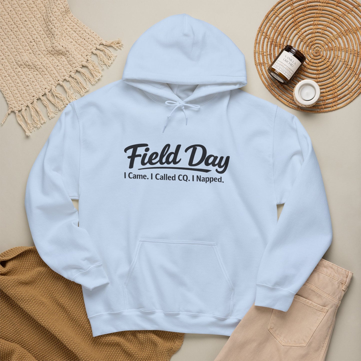 Field Day Hoodie – “Field Day: I Came. I Called CQ. I Napped.” Casual Radio Operator Sweatshirt